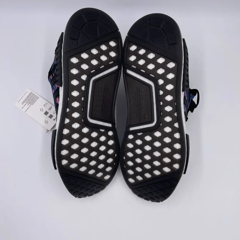 adidas NMD R1 Black / White / Blue Womens Shoes - Picture 6 of 8